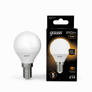Лампа Gauss LED Шар E14 9.5W 890lm 3000K 1/10/50