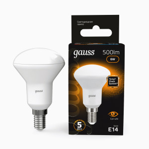 Лампа Gauss LED R50 E14 6W 500lm 3000K 1/10/50