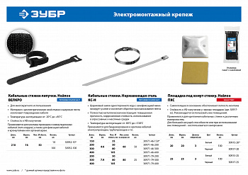 ЗУБР  ПХС, 20 x 20 мм, нейлон, 100 шт, черная, самоклеющаяся площадка под хомут-стяжку (30917-20)