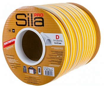 Sila pro D50, 12х10 мм уплотнитель самоклеящийся, белый (1к-6шт), Польша 50м