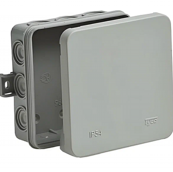 Коробка расп. для о/п, 100х100х35мм серая 12 вводов IP54 ТУСО (1/98)