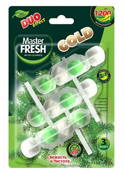 БЛОК ПОДВЕСНОЙ ДЛЯ УНИТАЗА "DUO EFFECT" 5 В 1 400 СМЫВАНИЙ (ХВОЯ) (1/24) "MASTER FRESH"