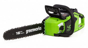 Пила цепная аккумуляторная GreenWorks GD40CS18K2, 40V, 40 см, бесщеточная,  до 1,8 КВТ, с АКБ 2Ач и