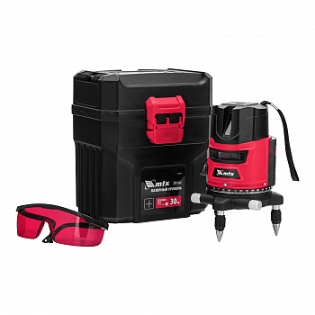 Лазерный уровень CRX-30R, 30 м, красный луч, батарейки, резьба 5/8"// MTX