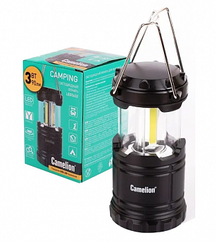 Camelion LED5632 (фонарь для кемпинга 3XR03 черный, 3X COB LED, пласт.кор)