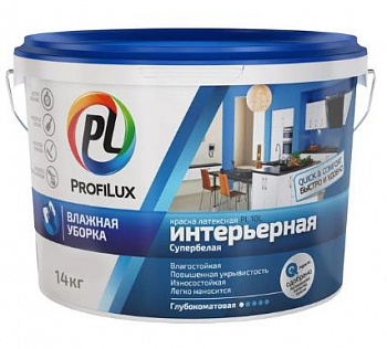 Краска фасадная влагостойкая акриловая Profilux ВД  PL-112А глубокоматовая белая 14 кг.,