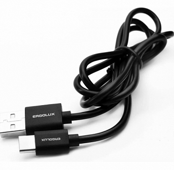 ERGOLUX ELX-CDC02P-C02 ПРОМО (Кабель USB-Type C, 2А, 1м, Черный, Зарядка+Передача данных, Пакет)