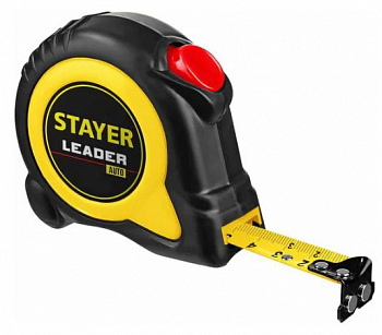 STAYER Leader, 10 м х 25 мм, рулетка с автостопом, Professional (3402-10-25)