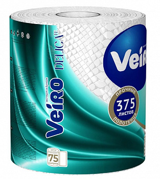 VEIRO   бумажные Полотенца DELICATE, БЕЛЫЙ   1шт , 2-сл., 75м 6*55
