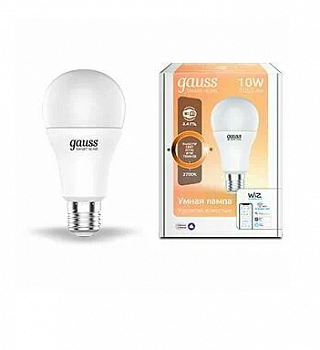 Лампа Gauss Smart Home A60 10W 1055lm 2700-6500К E27 RGBW+изм.цвет.темп.+диммирование LED 1/10/40