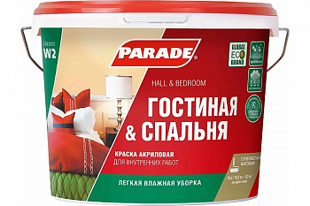 Краска акрил. PARADE W2 Гостиная & Спальня Бел. мат. 10л Россия