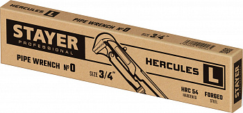 STAYER  Hercules-L, №0, 3/4",280 мм, трубный ключ с прямыми губками (27331-0)