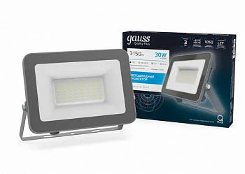 Прожектор Gauss Qplus 30W 3150lm 6500K 200-240V IP65 графитовый LED 1/10