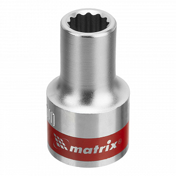 Головка торцевая, 9 мм, 12-гранная, CrV, под квадрат 1/2", хромированная// Matrix