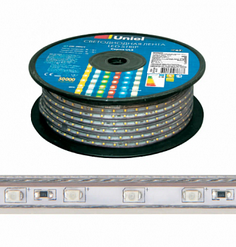 ULS-2835-120LED/m-10mm-IP67-220V-10W/m-50M-6500K Светодиодная гибкая герметичная лента. Бобина 50 м.
