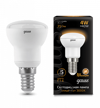 Лампа Gauss LED R39 E14 4W 350lm 2700K 1/10/50