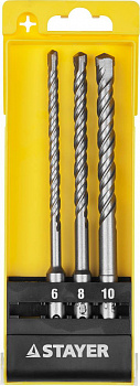 STAYER  3 шт: 6 x 160, 8 x 160, 10 x 160 мм, набор SDS-plus буров (29250-H3)