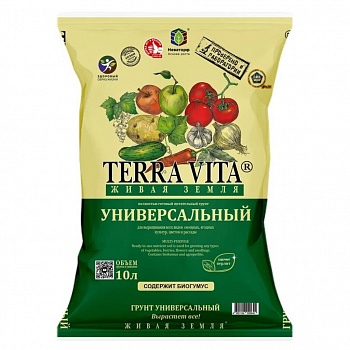 Грунт Живая земля, универс, 10 л, Terra Vita