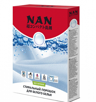 Стиральный порошок Nan, 0.4 кг, ручной + автомат, для белого белья