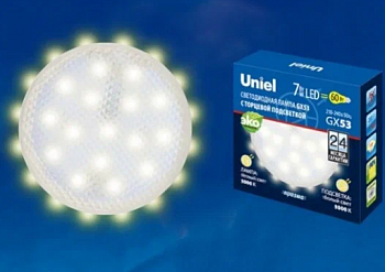 LED-GX53-7W/3000K+3000K/GX53/PR PLB02WH Лампа светодиодная, призма.Теплый белый свет (3000K). Торцев