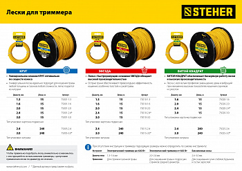 STEHER  ВИТОЙ КВАДРАТ, 3.0 мм, 15 м, леска для триммера (75020-3.0)