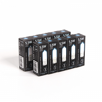 Лампа Gauss G9 AC220-240V 5.5W 500lm 4100K стекло LED 1/10/200