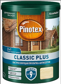 PINOTEX CLASSIC PLUS пропитка-антисептик быстросохнущая 3 в 1, красное дерево (0,9л)