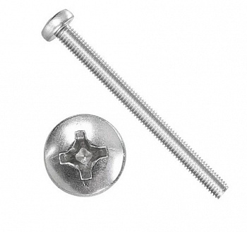 Винт DIN 7985 полусфера, шлиц Ph, цинк М6х 40 с гайкой и шайбой уп. - 4 шт. SteelRex