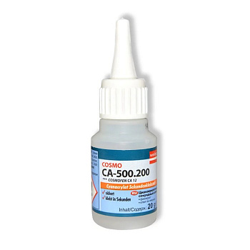 КЛЕЙ СЕКУНДНЫЙ ЦИАНОАКРИЛАТНЫЙ "COSMO CA 500.200" (COSMOFEN CA-12) 20 Г (1/200)