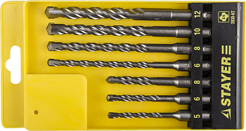 STAYER 7 шт: 5/6/8+R[-36]C:RCx110. 6/8/10/12х160 мм, набор SDS-plus буров, Professional (2930-H7)