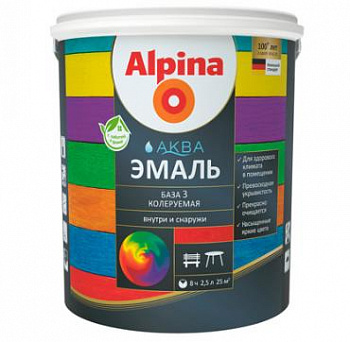 ALPINA AQUA эмаль акриловая шелковисто-матовая База 3 (2,35л)