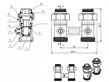 Клапан прямой шаровый 3/4" нар. для радиатора (мультифлекс), AV Engineering (инд. упак.), арт.AVE289