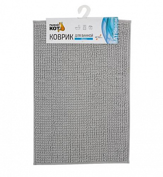 Коврик для ванной комнаты 40х60см,текстиль(п/э)/ПВХ,Basic серый,102405/Рыжий Кот