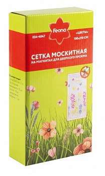 СЕТКА МОСКИТНАЯ 1*2,1 М (БЕЖЕВАЯ, ДИЗАЙН ЦВЕТЫ, НА МАГНИТАХ) (1/20) "FEONA" 034-4047