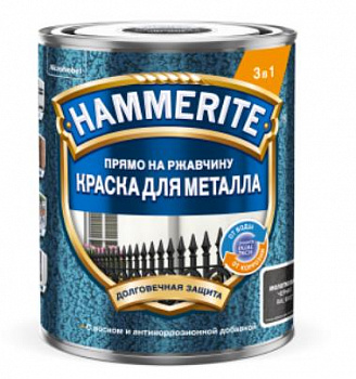 HAMMERITE краска для металла с молотковым эфф, прямо на ржавчину, RAL9005 черный (2л)