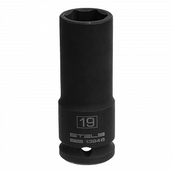 Головка ударная удлиненная шестигранная, 19 мм, 1/2", CrMo// Stels