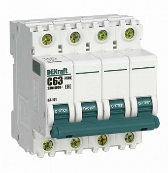 Автоматический выключатель Dekraft 4Р 63A (C) 4.5kA