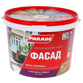 Краска фасадная PARADE F20 Фасад база С 9л Россия