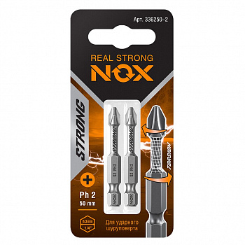 Бита NOX STRONG Torsion PH2-50мм 2шт/блистер (1/50упак)