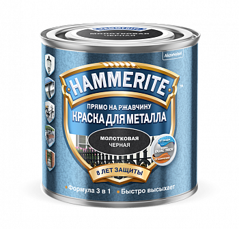 HAMMERITE HAMMERED молотковая эмаль по ржавчине, черная (2,2л)
