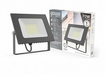 Прожектор Gauss BASIC 70W 6300lm 6500K 200-240V IP65 графитовый LED 1/10