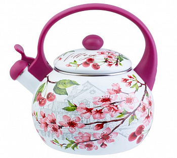 Чайник сталь, эмал, 2 л, свист, Appetite, Вишня, FT7-VI
