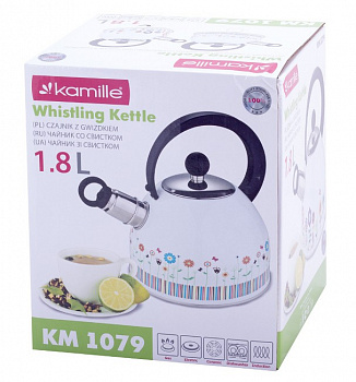 Чайник нерж 1,8л свисток, с  нейлоновой ручкой Kamille 1079