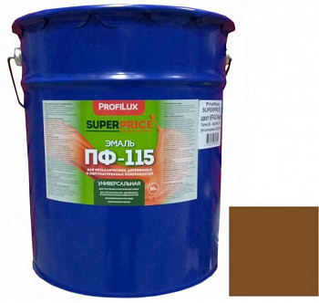 Эмаль ПФ-115 универсальная алкидная Profilux Superprice полуматовая коричневая 20 кг, 