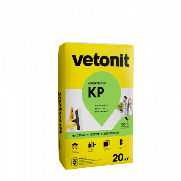 Шпаклевка органическая финишная белая Vetonit КR 20кг, 56шт/под