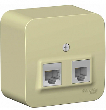 BLANCA  розетка наружная  2м компьютерная RJ45, кат.5E + телефонная RJ11, с изолирующ