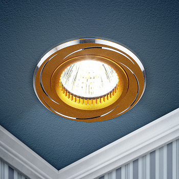 KL34 AL/GD Светильник ЭРА алюминиевый MR16,12V/220V, 50W золото/хром (50/2250)