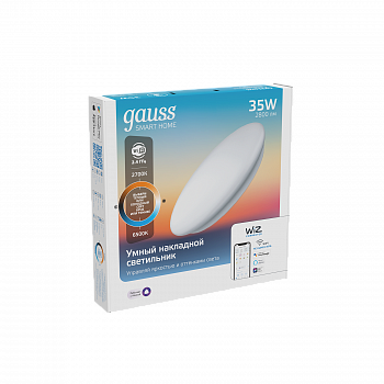 Cвет-ик GaussSmartHome наст-потол 35W2800lm2700-6500К198-264V IP20 400*70мм изм.цвет.тем.+дим LED 1/