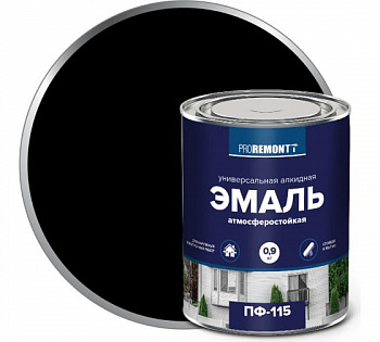 Эмаль ПФ-115 PROREMONTT Черный 0,9кг Л-С