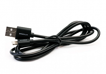 ERGOLUX ELX-CDC03-C02 (Кабель USB-Lightning, 3А, 1,2м, Черный, Зарядка+Передача данных, Коробка)
